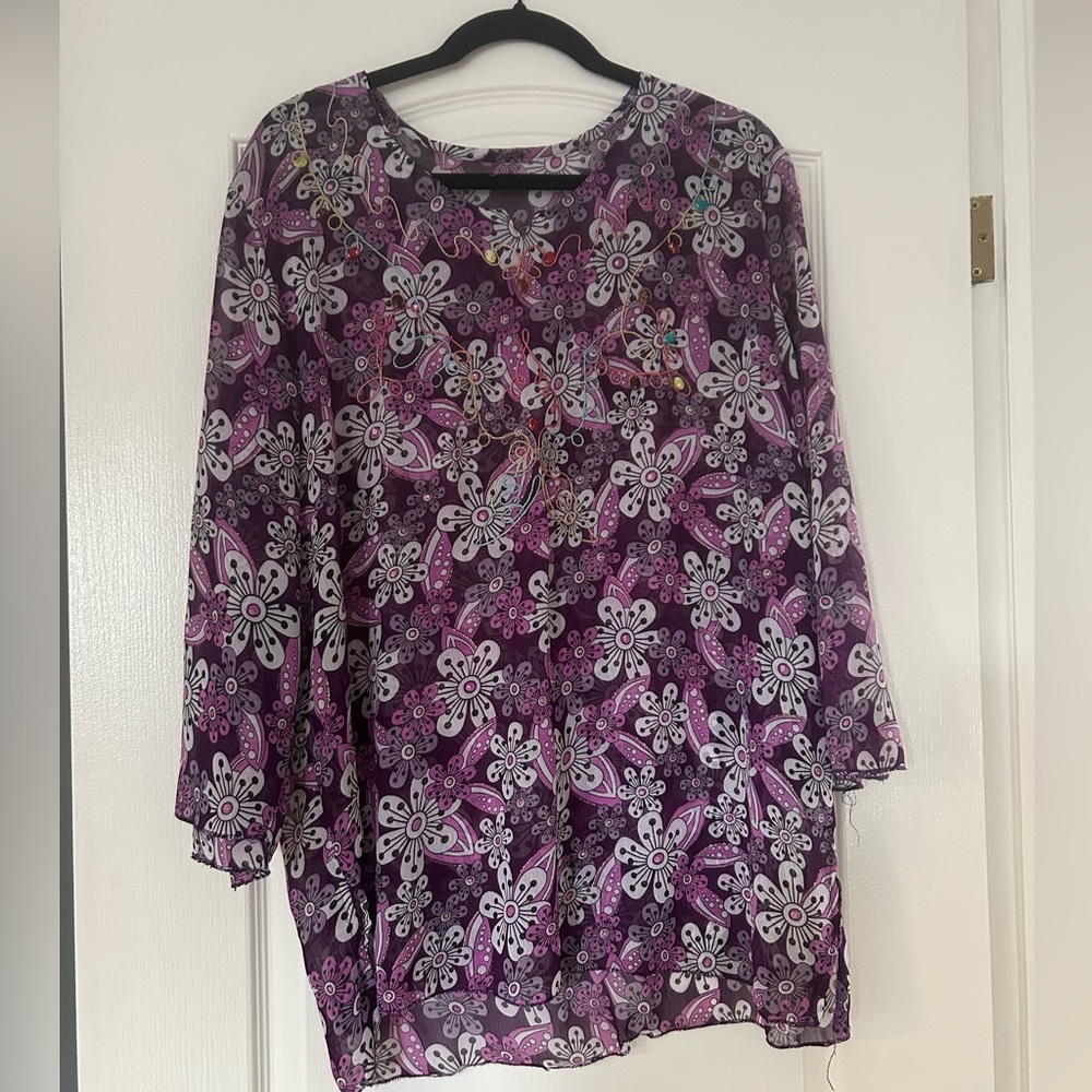 Vintage transparent beaded blouse by Sonia purchase in France